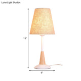 Modern Flaxen Desk Lamp With Wide Flare Fabric Shade