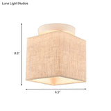 Modern Flaxen Fabric Small Semi Flush Mount Ceiling Light Fixture