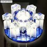 Modern Floral Ceiling Flush Light With Crystal Block - Led Hallway Flush - Mount Fixture