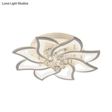 Modern Floral-Design Led Bedroom Lamp With Crystal Orb Decor - Semi Flush Mount