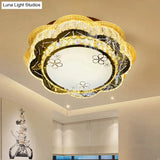 Modern Floral Glass Led Ceiling Flush - Chrome 19.5’/23.5’ Wide