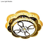 Modern Floral Glass Led Ceiling Flush - Chrome 19.5’/23.5’ Wide