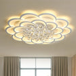 Modern Floral Iron Flush Mount Led Ceiling Light In Warm/White - 20.5’/27’/31.5’ W White
