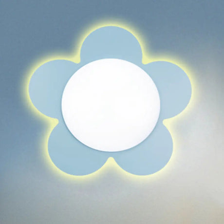 Modern Floral Led Sconce Lamp For Kindergarten With Bright Colors And Stylish Design Blue