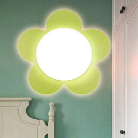Modern Floral Led Sconce Lamp For Kindergarten With Bright Colors And Stylish Design Green