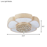 Modern Flower Ceiling Flush Light - Crystal Encrusted Mount Fixture In Gold 4/6 - Bulb