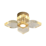 Modern Flower Crystal Ceiling Lamp In Gold With Led Lighting