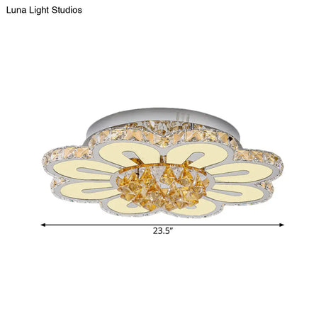 Modern Flower Crystal Led Semi Flush Light For Chic Ceiling Lighting