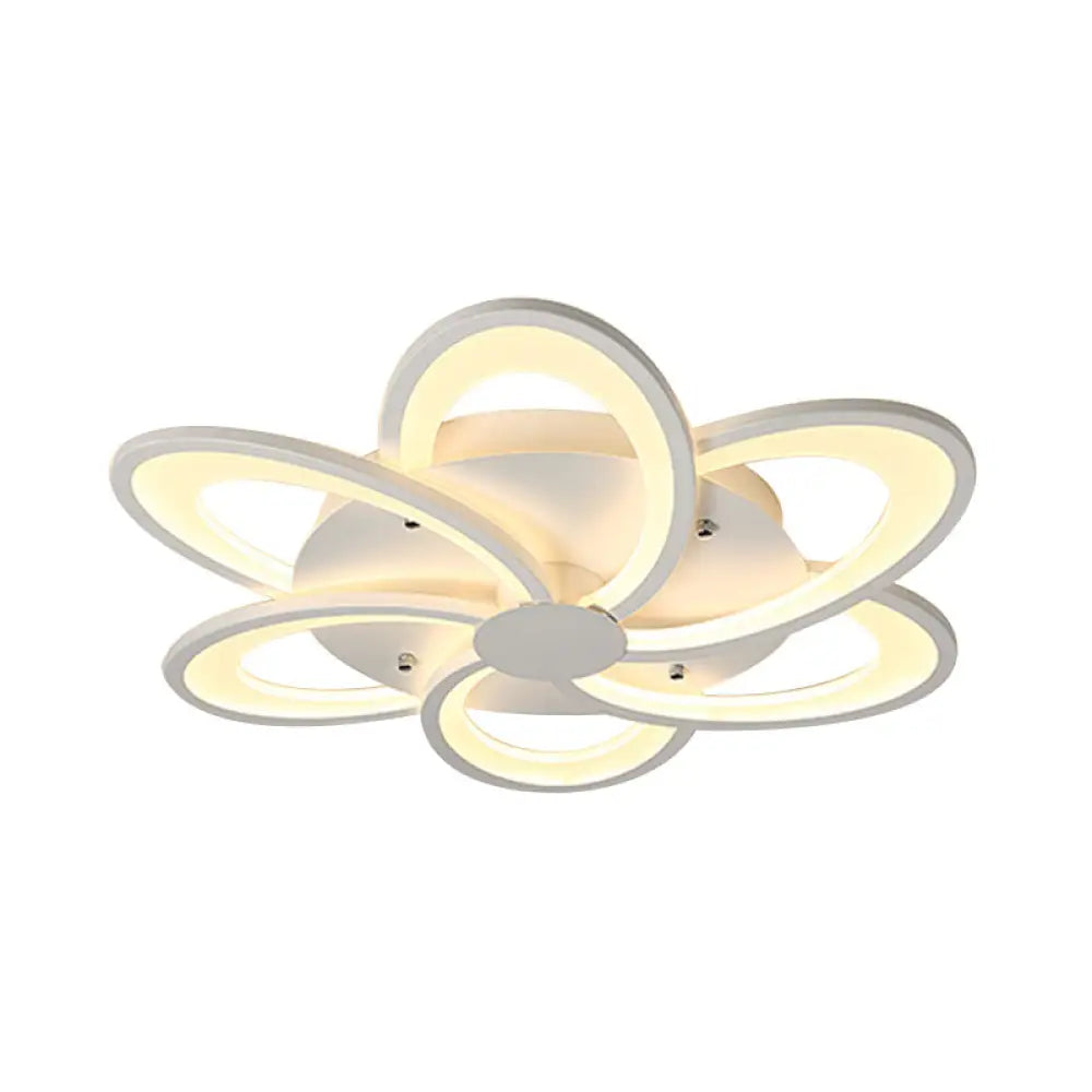 Modern Flower Flushmount Lighting - Acrylic 6/7/8-Light Ceiling Fixture For Bedroom Warm Or White