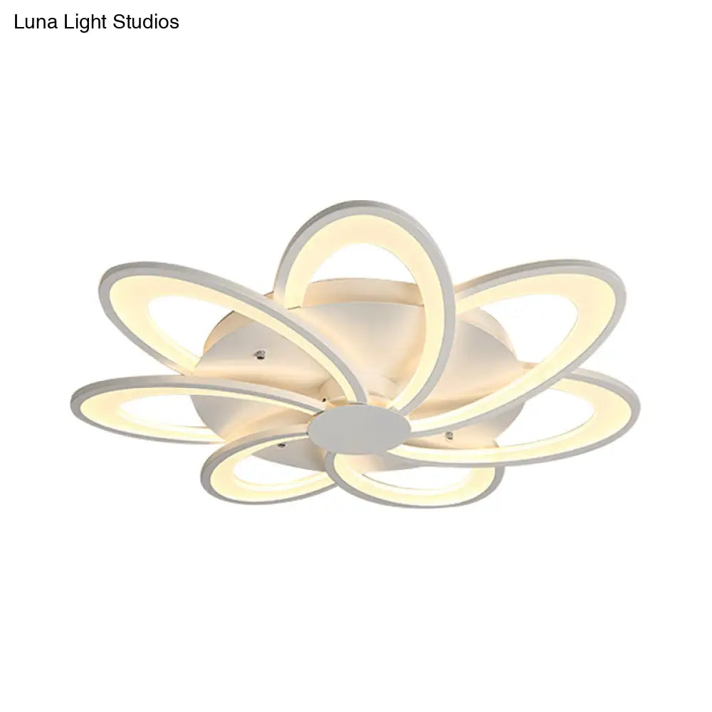 Modern Flower Flushmount Lighting - Acrylic 6/7/8-Light Ceiling Fixture For Bedroom Warm Or White