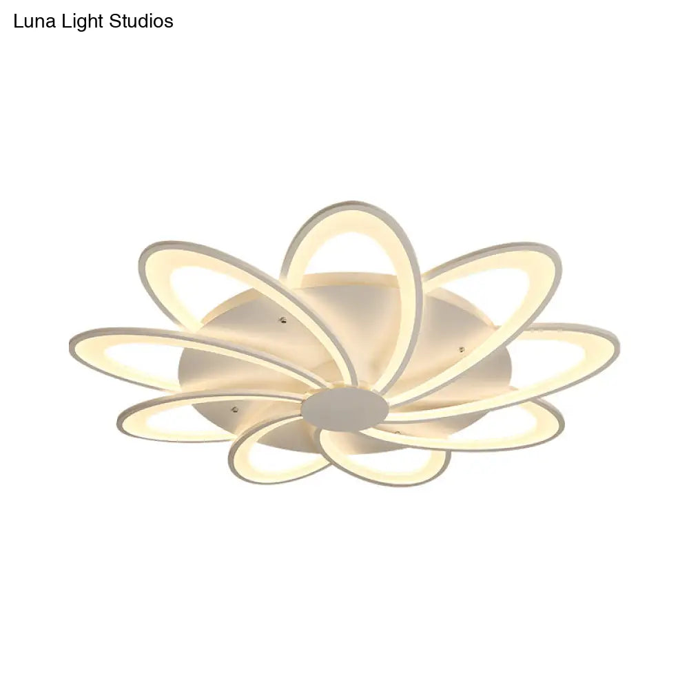 Modern Flower Flushmount Lighting - Acrylic 6/7/8-Light Ceiling Fixture For Bedroom Warm Or White