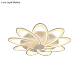 Modern Flower Flushmount Lighting - Acrylic 6/7/8-Light Ceiling Fixture For Bedroom Warm Or White