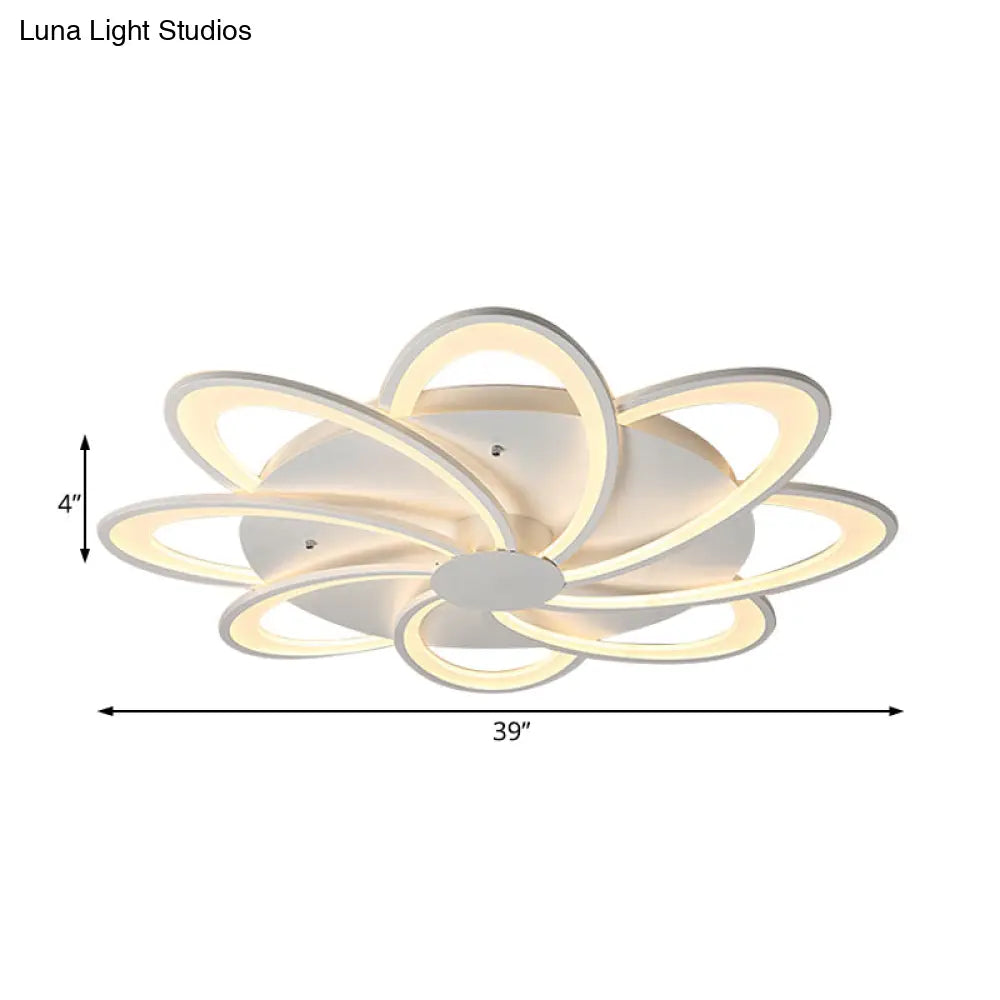 Modern Flower Flushmount Lighting - Acrylic 6/7/8-Light Ceiling Fixture For Bedroom Warm Or White