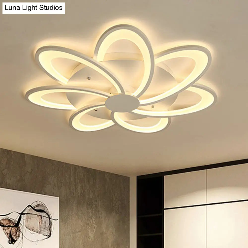 Modern Flower Flushmount Lighting - Acrylic 6/7/8-Light Ceiling Fixture For Bedroom Warm Or White