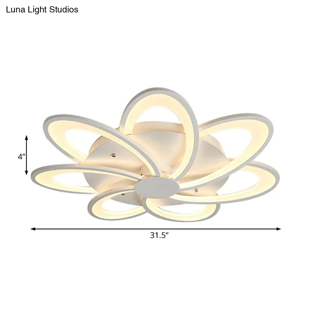 Modern Flower Flushmount Lighting - Acrylic 6/7/8-Light Ceiling Fixture For Bedroom Warm Or White