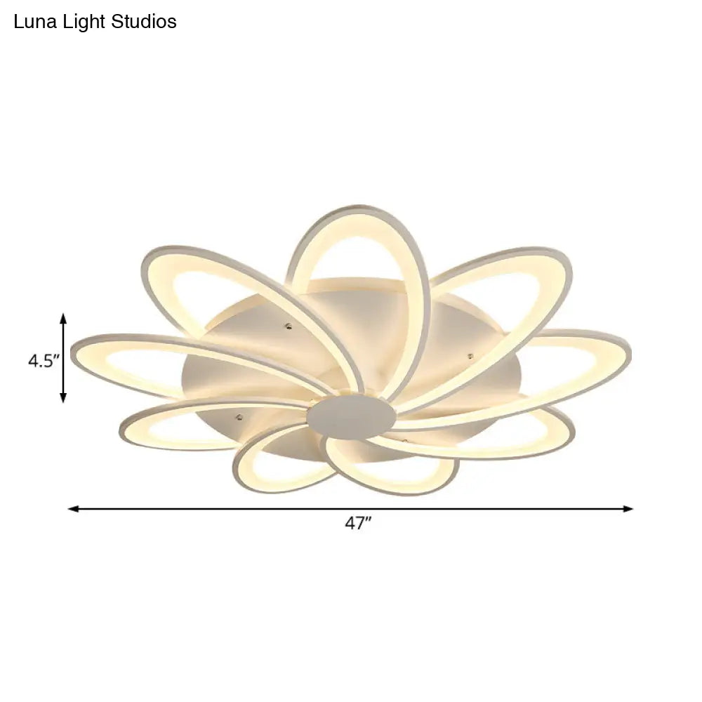 Modern Flower Flushmount Lighting - Acrylic 6/7/8-Light Ceiling Fixture For Bedroom Warm Or White