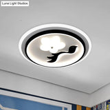 Modern Flower - Inspired Black Acrylic Led Flush Mount Light For Bedroom (Customizable In 15 Days)