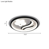 Modern Flower - Inspired Black Acrylic Led Flush Mount Light For Bedroom (Customizable In 15 Days)