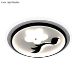 Modern Flower - Inspired Black Acrylic Led Flush Mount Light For Bedroom (Customizable In 15 Days)