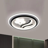 Modern Flower - Inspired Black Acrylic Led Flush Mount Light For Bedroom (Customizable In 15 Days)