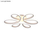 Modern Flower Led Flush Ceiling Light Fixture - White Acrylic Semi Ideal For Living Rooms