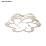 Modern Flower Metal Ceiling Light With Led Acrylic Diffuser Warm/White 16.5’/20.5’/24.5’ Dia