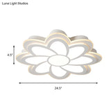 Modern Flower Metal Ceiling Light With Led Acrylic Diffuser Warm/White 16.5’/20.5’/24.5’ Dia