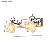 Modern Flower Shade Vanity Wall Light Fixture - Clear Glass Silver Finish 2/3 Lights Ideal For