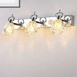 Modern Flower Shade Vanity Wall Light Fixture - Clear Glass Silver Finish 2/3 Lights Ideal For