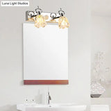 Modern Flower Shade Vanity Wall Light Fixture - Clear Glass Silver Finish 2/3 Lights Ideal For