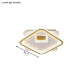 Modern Flush Mount Ceiling Light Fixture In Gold With Acrylic Led 16.5/20.5 Width