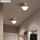 Modern Flush Mount Ceiling Light - White Glass Hallway Fixture