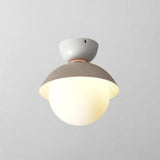 Modern Flush Mount Ceiling Light - White Glass Hallway Fixture White - Gray