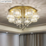 Modern Flush Mount Crystal Ceiling Light For Living Room