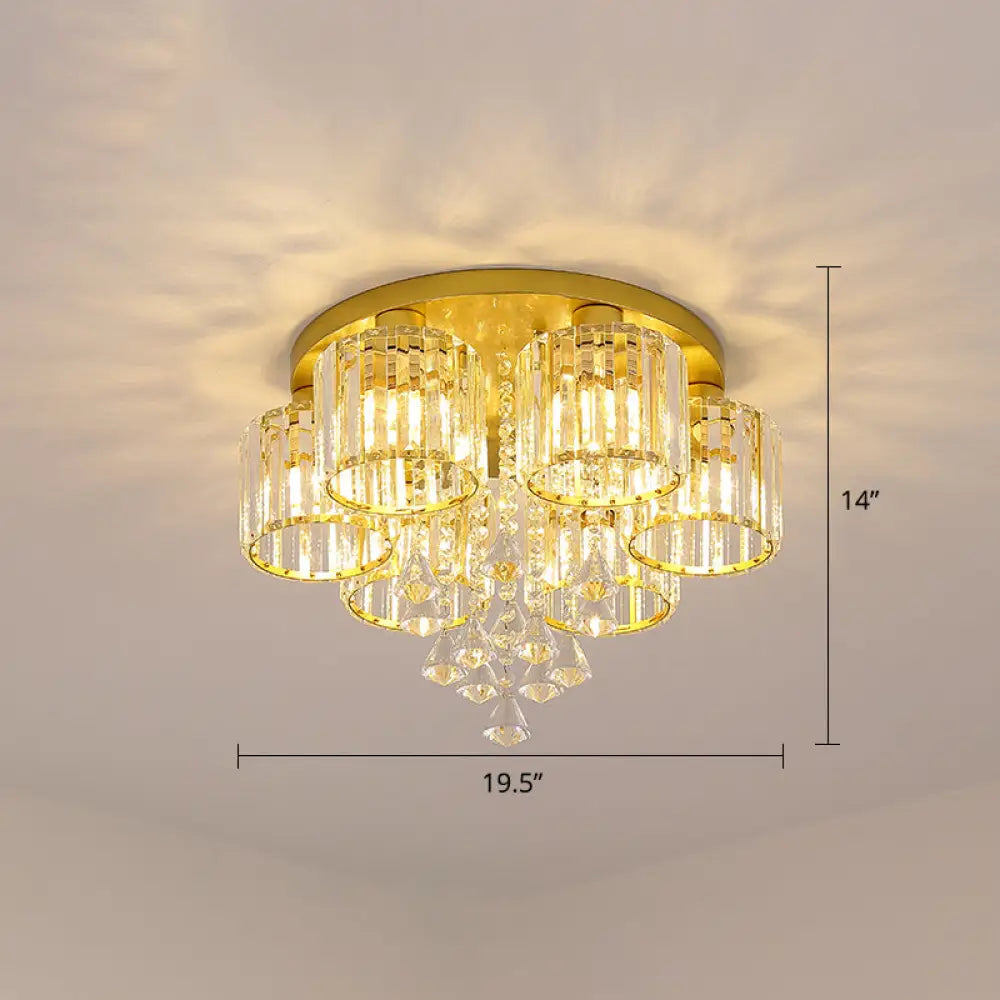 Modern Flush Mount Crystal Ceiling Light For Living Room 6 / Gold