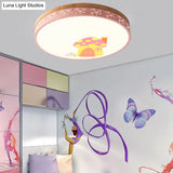 Modern Flush Mount Kindergarten Ceiling Light Fixture Pink / 12 White