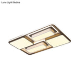 Modern Flush Mount Led Ceiling Lamp Metallic Black & White 16.5’/20.5’/35.5’ Length