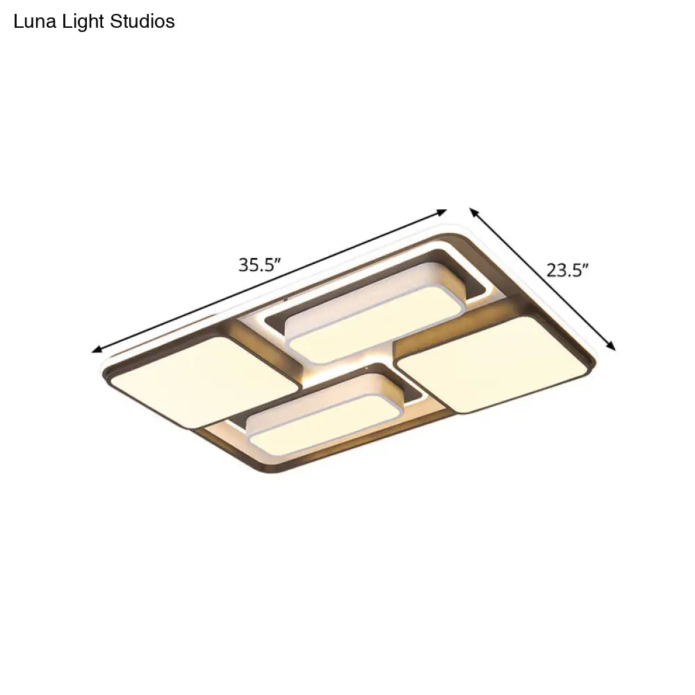 Modern Flush Mount Led Ceiling Lamp Metallic Black & White 16.5’/20.5’/35.5’ Length