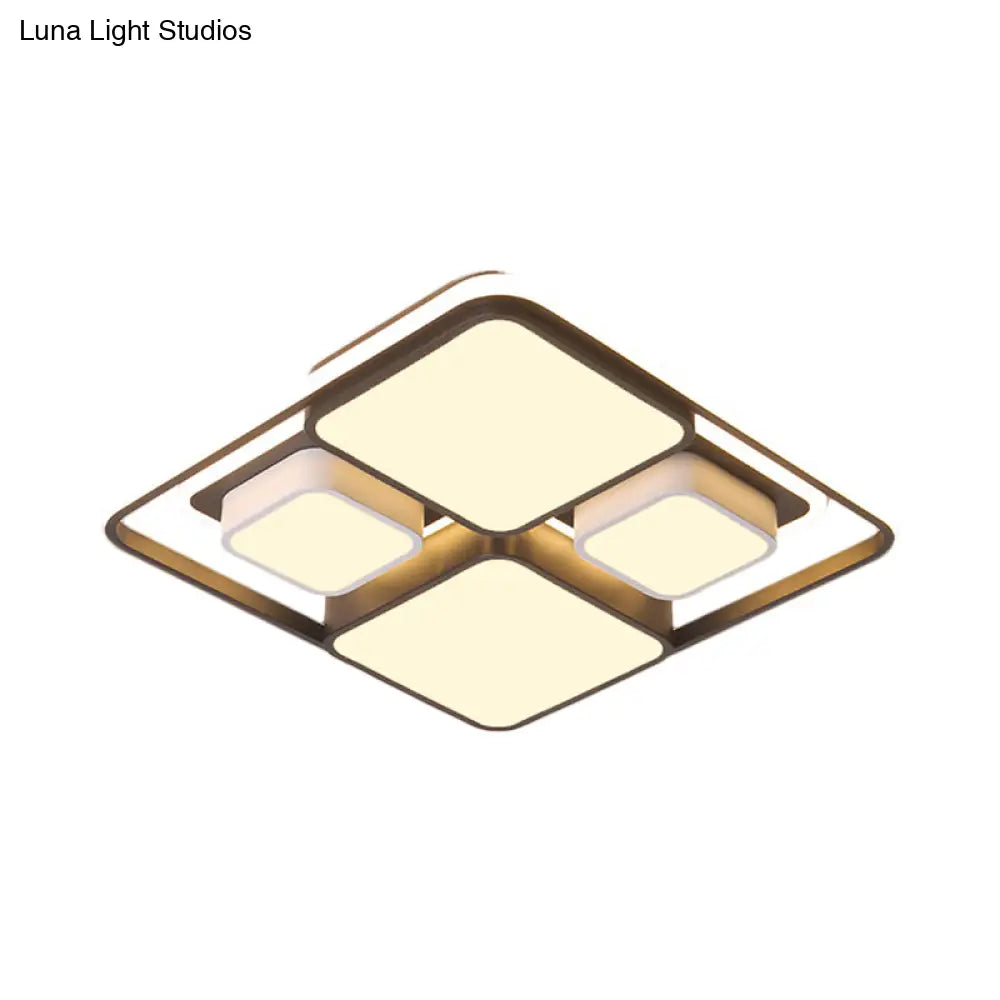 Modern Flush Mount Led Ceiling Lamp Metallic Black & White 16.5’/20.5’/35.5’ Length