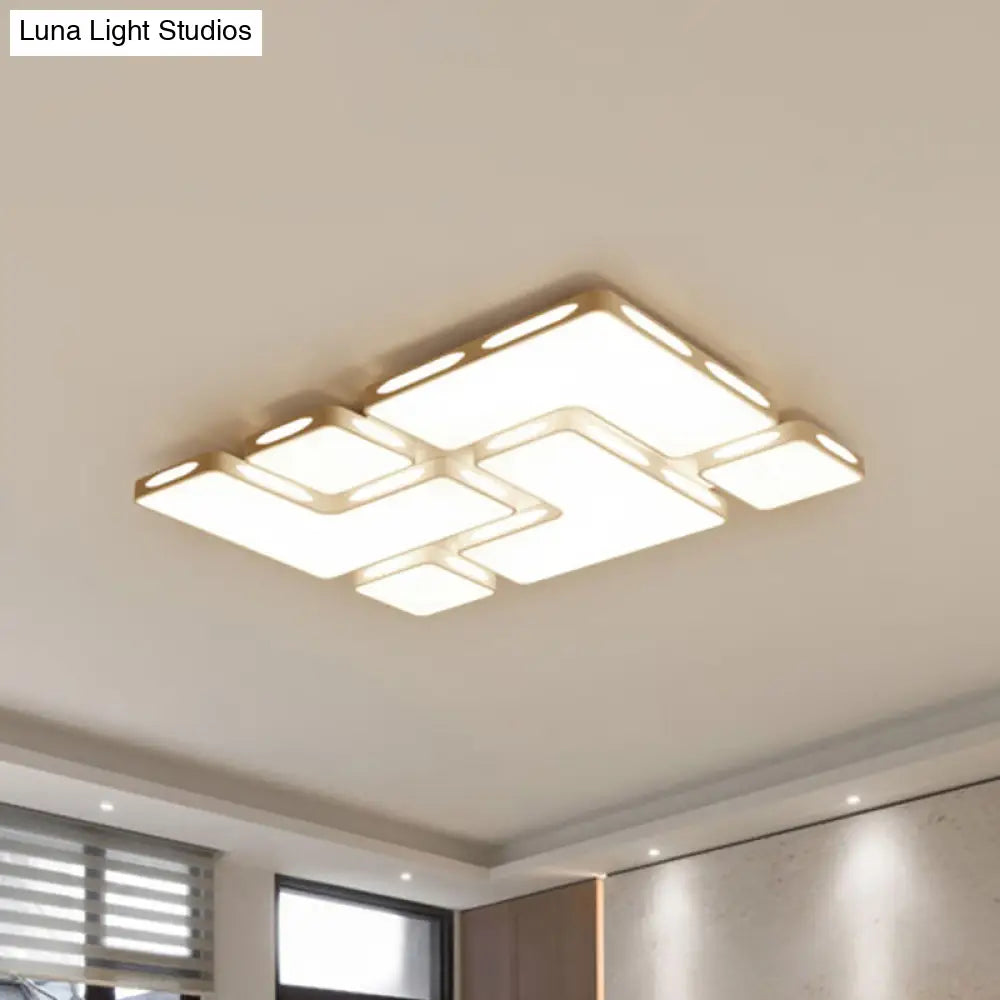 Modern Flush Mount Led Ceiling Light For Bedroom - White Acrylic Warm/White Lighting