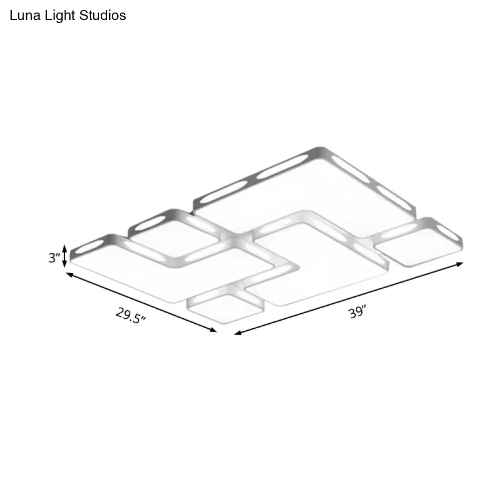Modern Flush Mount Led Ceiling Light For Bedroom - White Acrylic Warm/White Lighting