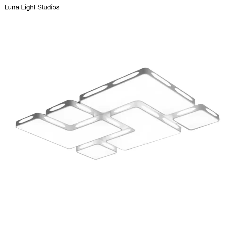 Modern Flush Mount Led Ceiling Light For Bedroom - White Acrylic Warm/White Lighting