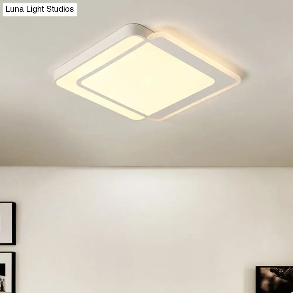 Modern Flush Mount Led Ceiling Light In White - Warm/White Lighting Square/Round Design