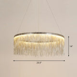 Modern Fringed Round Ceiling Pendant Light For Living Room Silver / 23.5’’