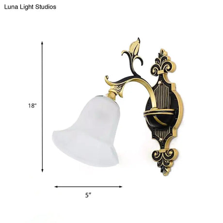 Modern Frosted Glass & Gold 1/2-Light Wall Sconce With Curved Arm For Foyer