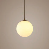 Modern Frosted White Glass Pendant Light For Dining Room With Global Suspension - 1 Bulb / 10’