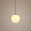 Modern Frosted White Glass Pendant Light For Dining Room With Global Suspension - 1 Bulb / 6’