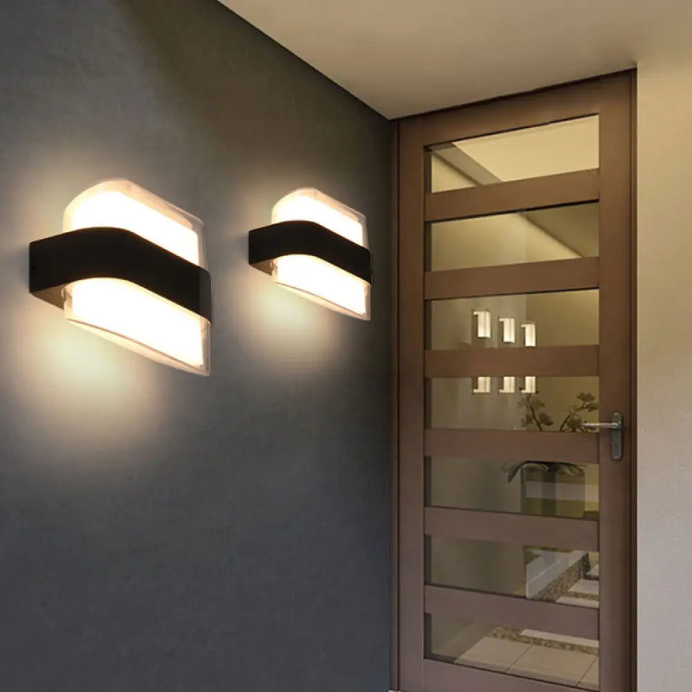 Modern Geometric Acrylic Balcony Wall Light Fixture In Textured Black - Led Sconce Lighting / I
