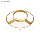 Modern Geometric Acrylic Flush Mount Led Ceiling Light Gold Finish In Warm/White 18’/22’ Width
