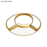 Modern Geometric Acrylic Flush Mount Led Ceiling Light Gold Finish In Warm/White 18’/22’ Width